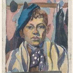 Selbstbildnis mit blauer Baskenmütze, 1916