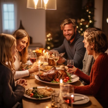 Familie am Tisch während der Feiertage Familie am Tisch während der Feiertage