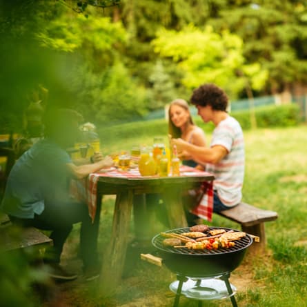 Freunde beim Grillen im Sommer