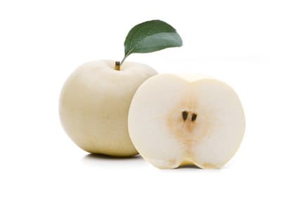 Eine Art Apfel mit Birnengeschmack: Nashi.